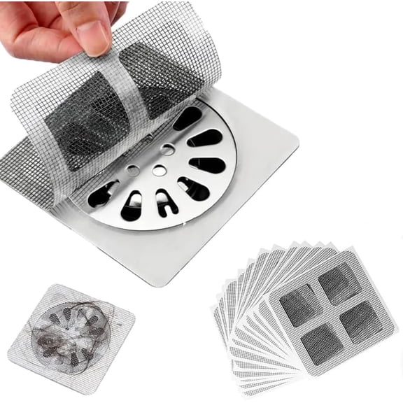 50 Pack Disposable Shower Drain Hair Catcher - Mesh Stickers for Bath, Bathtub, Bathroom, Kitchen, Tub & Sink, Laundry - Hair Catcher Shower Drain for Human & Pet Hair, 4x4 Inch