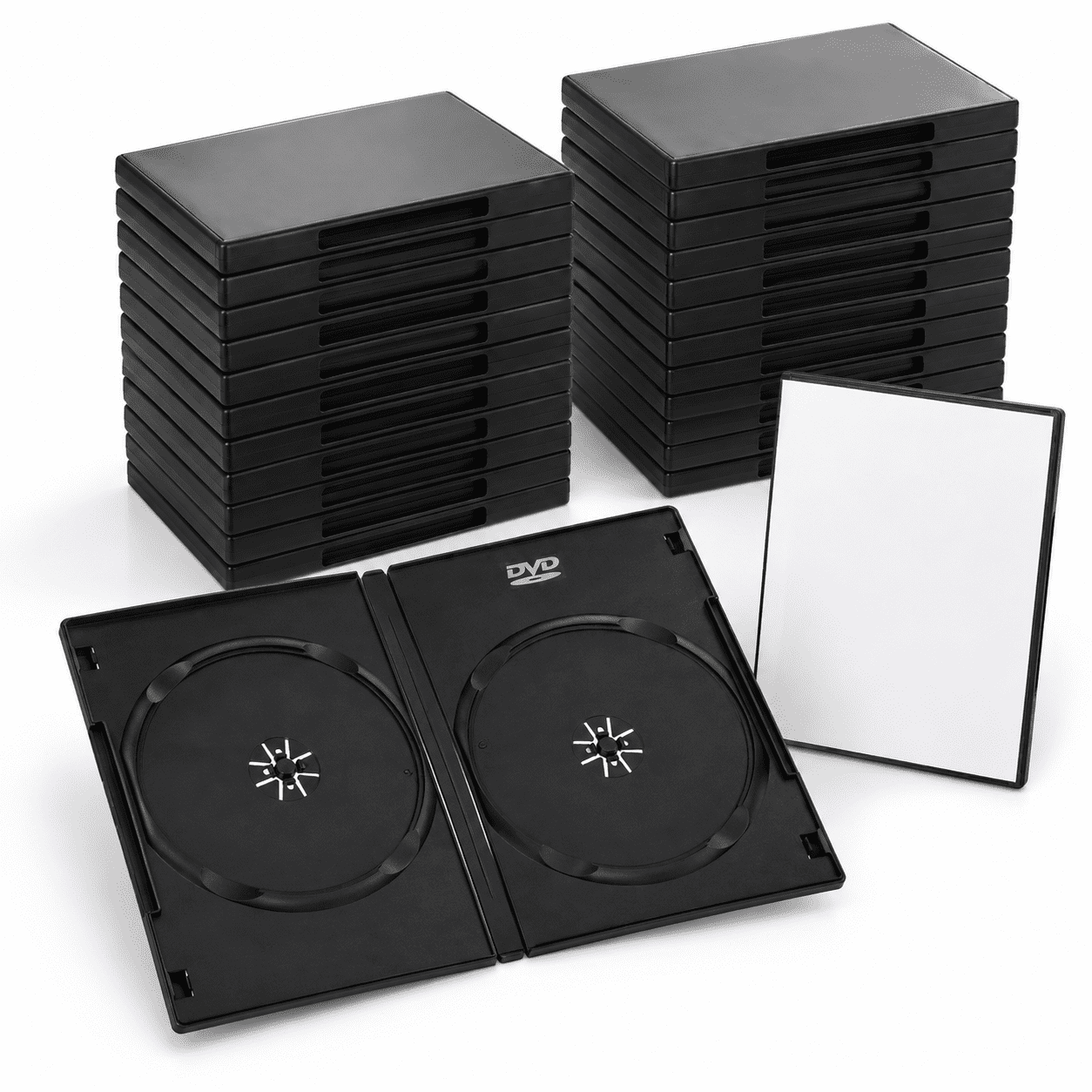 50-Pack Double CD Jewel Cases, 14mm Standard Plastic Disc Storage with ...