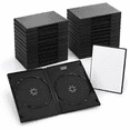 50-Pack Double CD Jewel Cases, 14mm Standard Plastic Disc Storage with ...