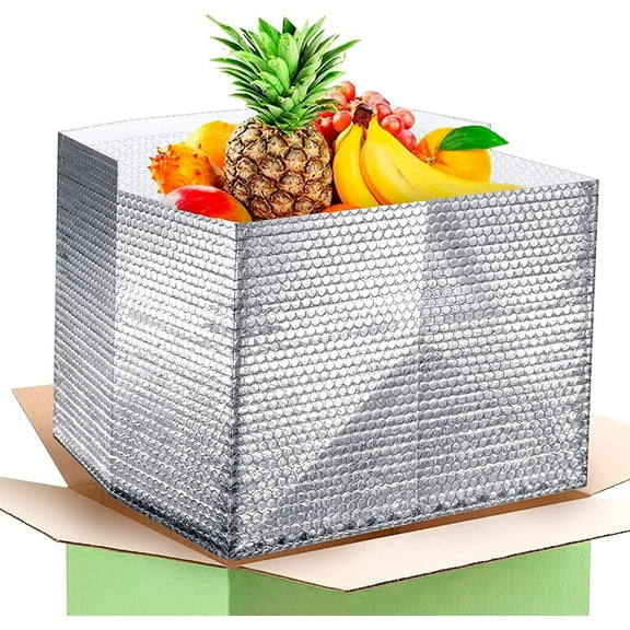 50 Pack Double Layer Foil Insulated Box Liners 11 x 8.5 x 5.5 inch. Silver Insulated Shipping Boxes for Frozen Food, Odorless Insulated Containers. Fits USPS Medium Flat Rate Box