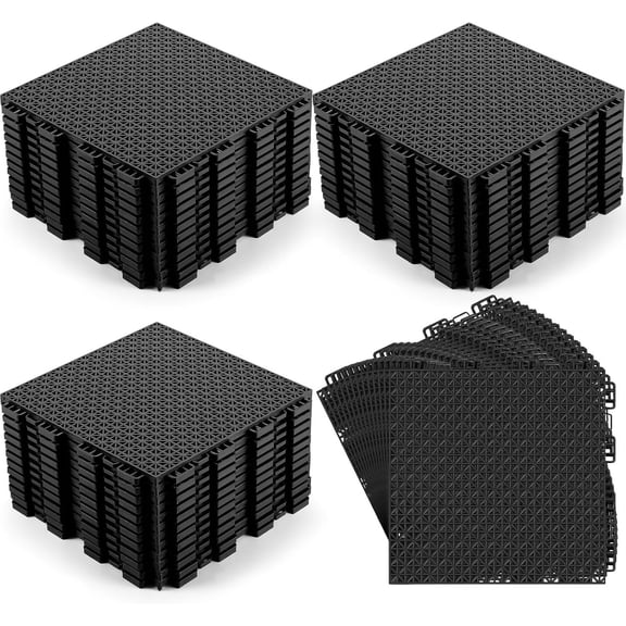 50 Pack Drainage Mats Interlocking Rubber Floor Tiles 10" x 10" Non Slip Rubber Floor Tiles Outdoor Pool Deck Mats Modular Interlocking Cushion for Garage Bathroom Patio Flooring Shower