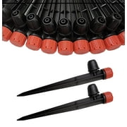 50-Pack Drip Irrigation Emitters Adjustable 360 Degree Drip Emitters on 5" with Stake for 1/4" Drip Irrigation Tubing Irrigation Drippers Ideal for 4-7mm Garden Home Watering System