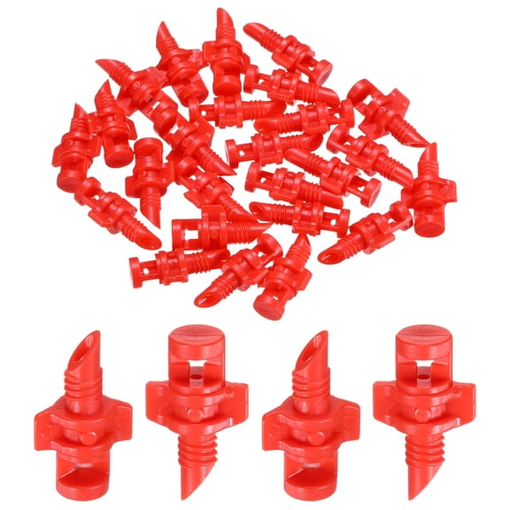 Uxcell 50-Pack Drip Irrigation Emitters, Adjustable 360 Degree Plastic Micro Sprinkler Heads for Garden Lawn [Red]
