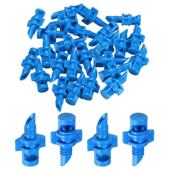 Uxcell 50-Pack Drip Irrigation Emitters, Adjustable 90 Degree Plastic Micro Sprinkler Heads for Garden Lawn [Blue]