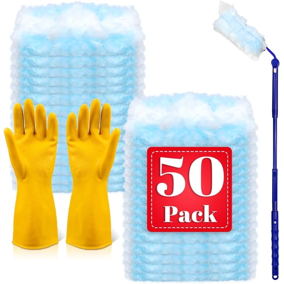 50 Pack Duster Refills Compatible with Dusters, Disposable Replacement Heads with Extendable Handle for Dust Removal Vents, Baseboards, Ceiling Fans, Crevices & Hard-to-Reach Places