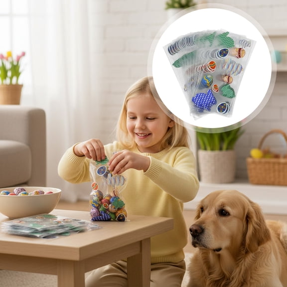 50-Pack Easter Cellophane Bags w/ Ties - 5 Assorted Styles for Cookies, Candy, Treats & Small Gifts. Perfect for Egg Hunts!