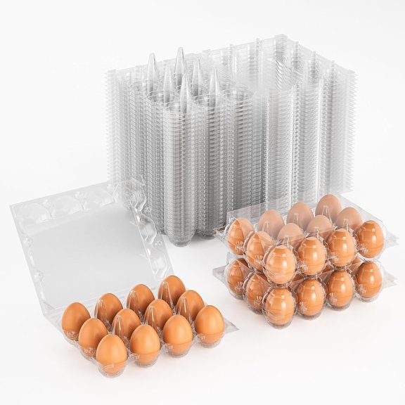 50 Pack Egg Cartons Bulk 12 Count Plastic Egg Containers 3x4 Grids
