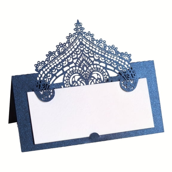 50 Pack Elegant Black Lace Place Cards - Laser Cut Table Name Cards for Weddings, Parties, and Events