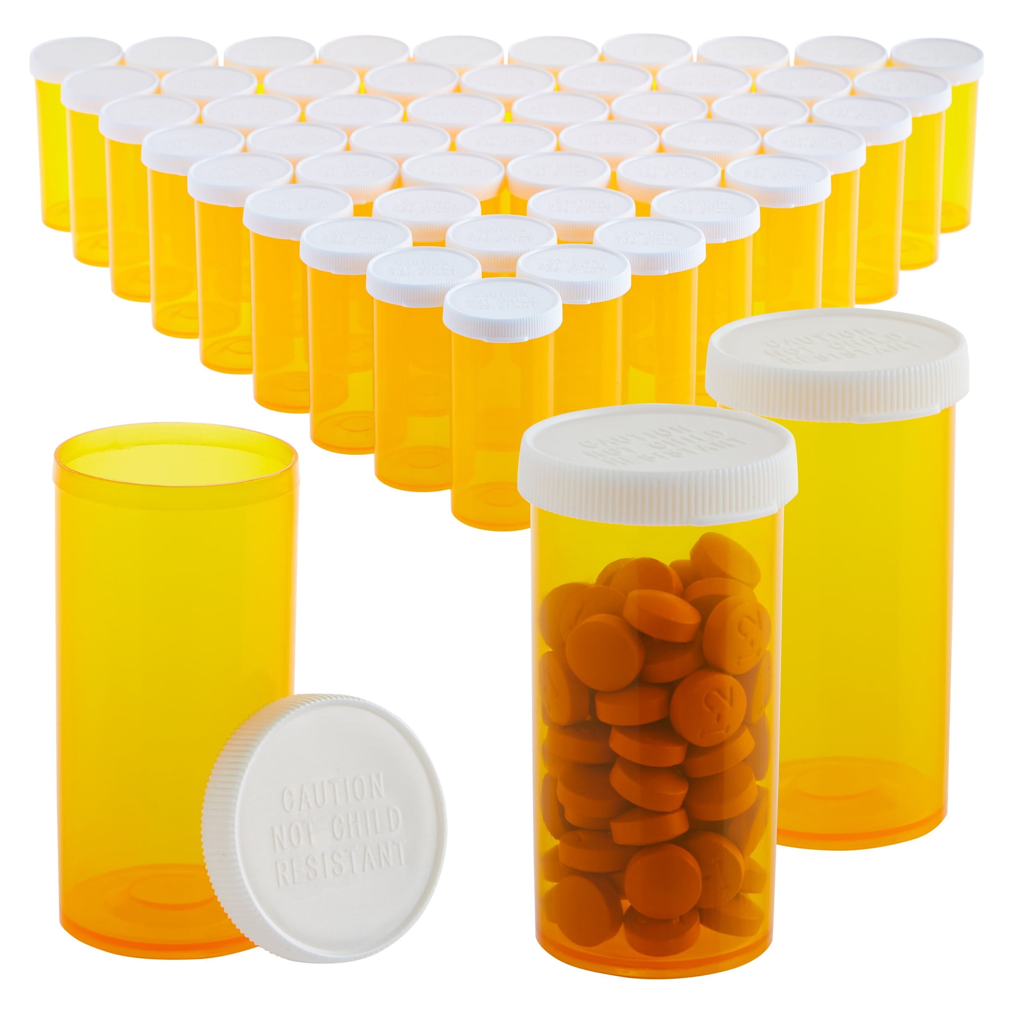 Pill Bottles Empty Plastic Amber Prescription Medicine Crafts Storage Mixed  16