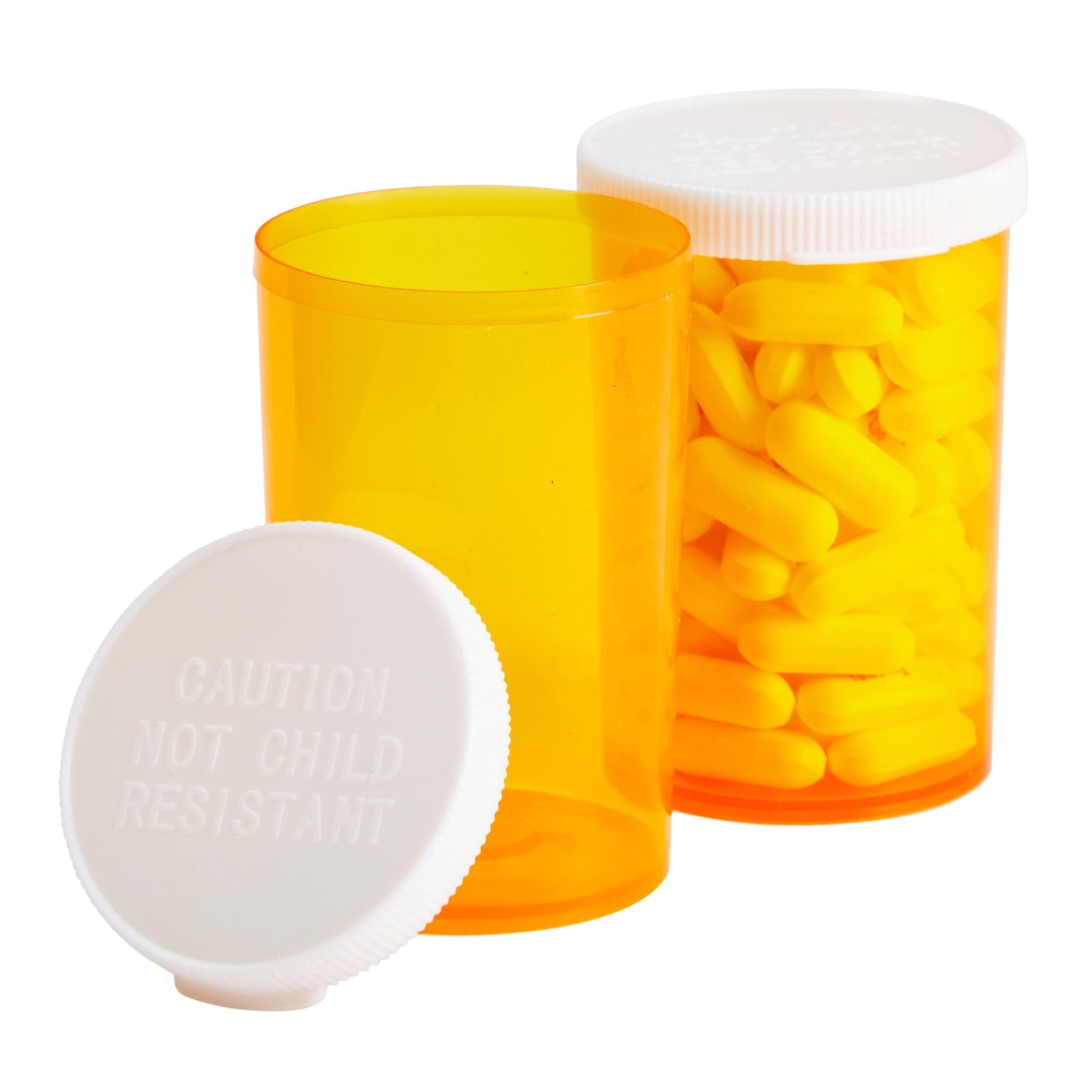 50 Pack Empty Pill Bottles with Caps for Prescription Medication, 20