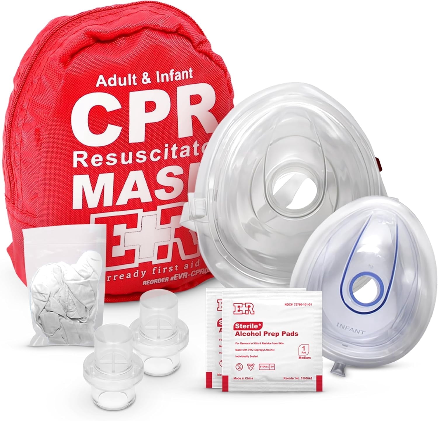 (50 Pack) Ever Ready First Aid Adult & Infant CPR Mask Emergency Medical Kit, Red