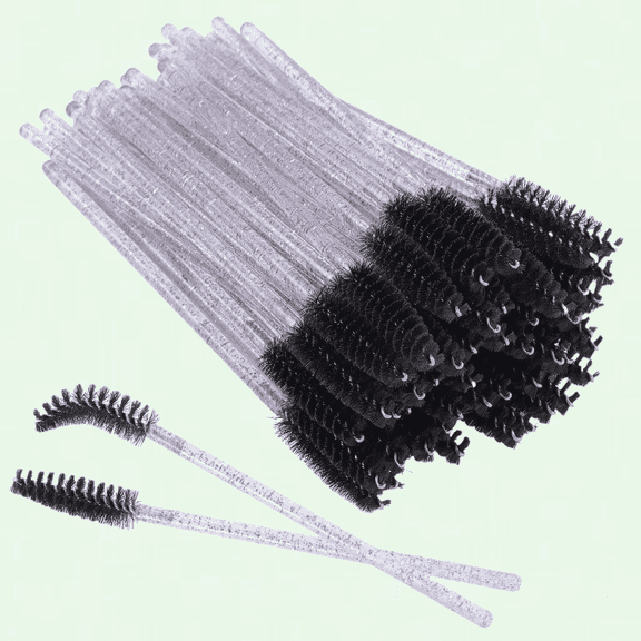 50 Pack Eyelash Brush Disposable Crystal Wands, Makeup Brushes Spoolie Tool Mascara Brushes Applicator Kits for Eyelash Eyebrow Eye Lashes Extensions Bulk Black