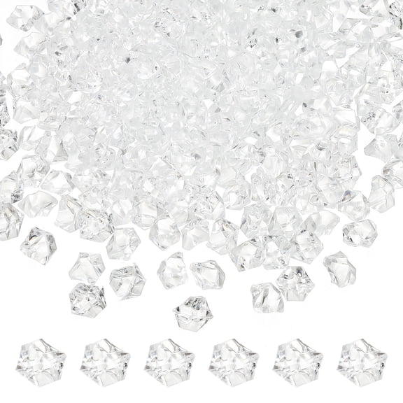 50-Pack Fake Ice Rocks, 18x25mm Fake Crushed Ice Acrylic Gems Diamonds for Vase Fillers/Fish Tank/DIY Crafts [Clear]