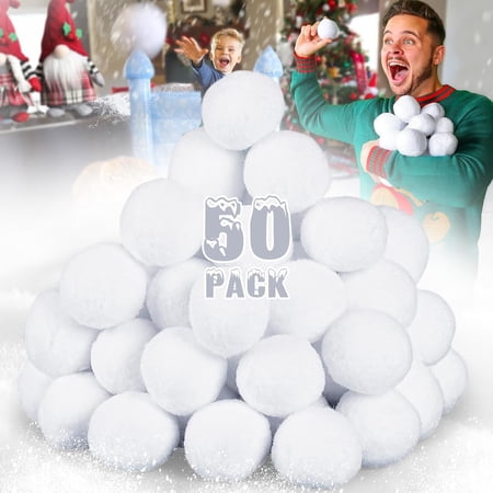50 Pack Snow Ball, 2-inch Indoor Snow Fight Ball Set, Soft Artificial Snow Fight Balls for Kids, Snowballs for Christmas Games Party Decorations, Indoor Snowballs for Winter School Party