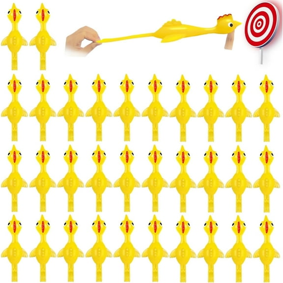50 Pack Finger Slingshot Chicken Rubber, Flying Stretchy Chicken Fingers for Birthday Party Favor, Halloween, Target NOT Included