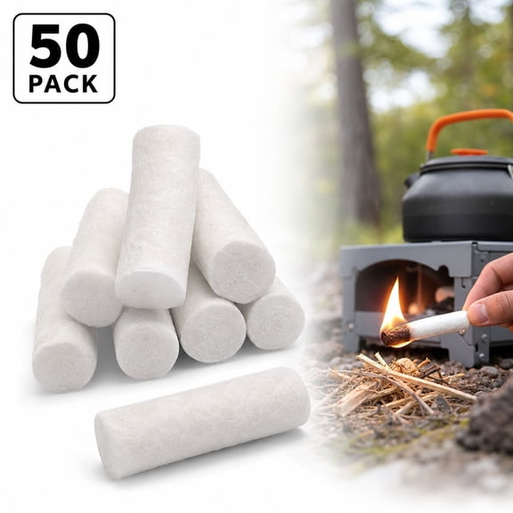 50 Pack Fire Starter Sticks Cotton Wax Firelighters for Camping BBQ