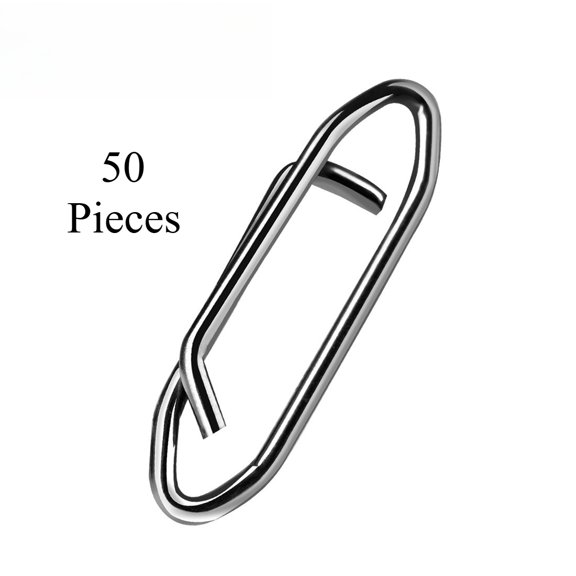 50-Pack Fishing Power Speed Clips, High Strength Stainless Steel Speed Clip for Fishing Lure Quick Change, Freshwater Saltwater Crankbait Popper Lures Quick Snap Connector Tackle