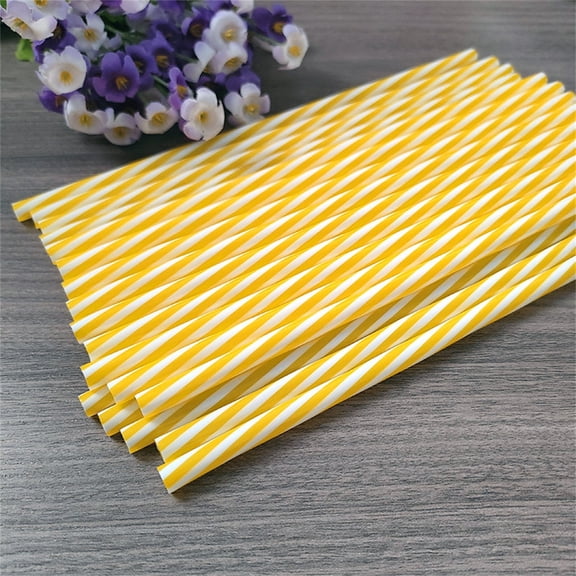 50 Pack Flexible Disposable Plastic Drinking Straws, 8 Inch Long Bendable Assorted Colors Striped, for Drinks Juice Milk Tea Cocktails Parties Daily Use