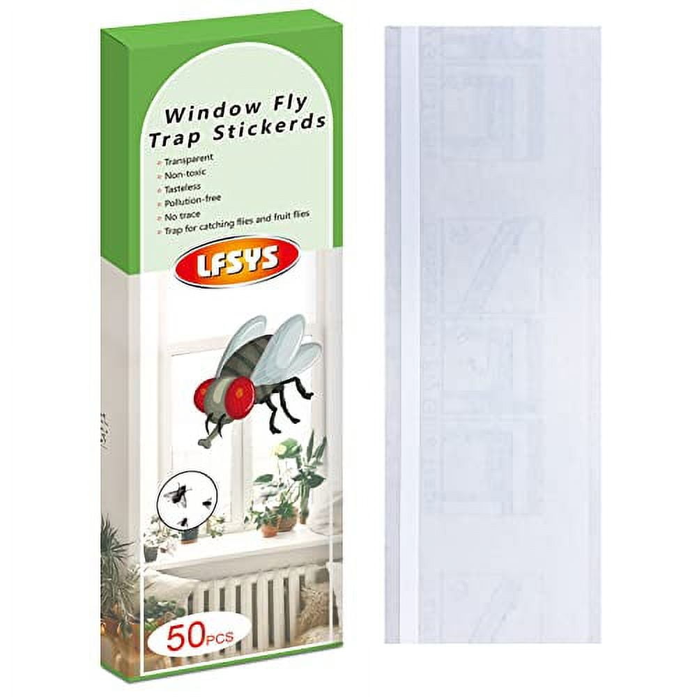 Garsum 60 Pack Window Fly Sticky Traps Indoor Clear,House Fly Paper Bug  Catcher, Fly Tape Glue Strips Gnat Killer Window Decal for Home