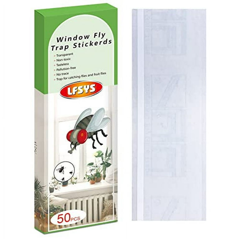 Garsum Window Fly Traps Indoor, Fly Paper Bug Sticky Strips, House Fly  Killer Window Decal Non-Toxic,4 Piece per Pack Total 12 Pices