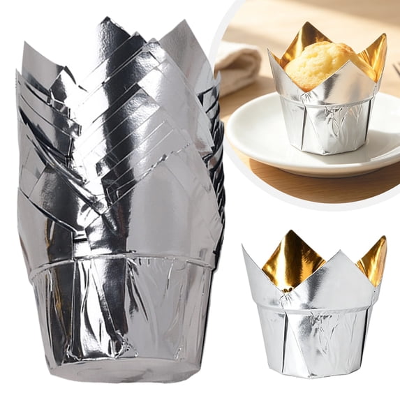 50 Pack Foil Lined Tulip Cupcake Liners, Muffin Liners, Cupcake Liners ...