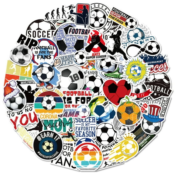 50-Pack Football Fanatic Stickers - Sports Event, Soccer Stickers for Luggage, Helmets, Electric Scooters, and Car Decals