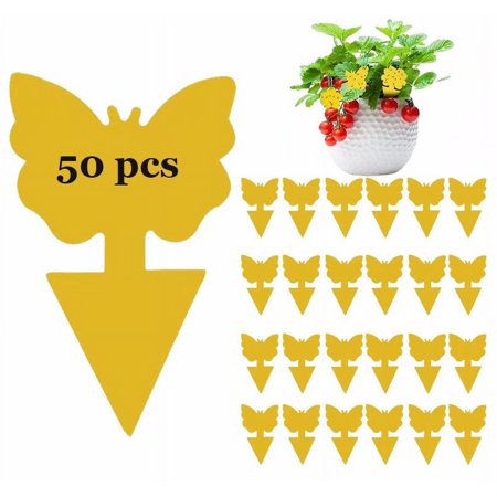 50 Pack Fruit Fly Traps, Sticky Fungus Gnat Traps, Non-Toxic and Odorless Insect Catcher for White Flies, Mosquitos, Fungus Gnats,Flying Insects(Butterfly)