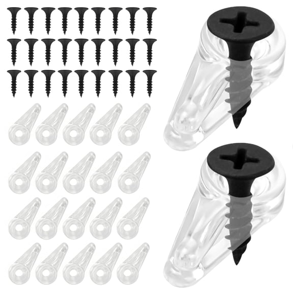 50 Pack Glass Retainer Clips for Cabinet Doors, Glass Panel Clips with Screws, Cabinet Door Glass Retainer Clips, Cabinet Window Glass Clips (Clear, 0/0 Flush)