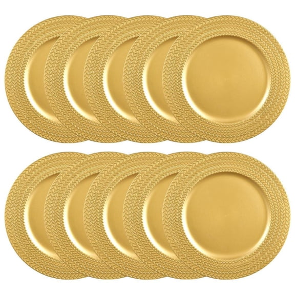 50 Pack Gold Charger Plates, 13 Inch Round Charger Plates with Hammered Rim, Plastic Charger Plate for Wedding Dinner Party Event Decoration