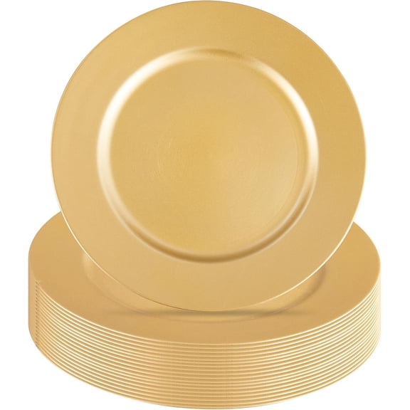 50-Pack Gold Round Charger Plates, 13-Inch Decorative Plastic Chargers for Weddings, Parties, and Banquet Table Settings