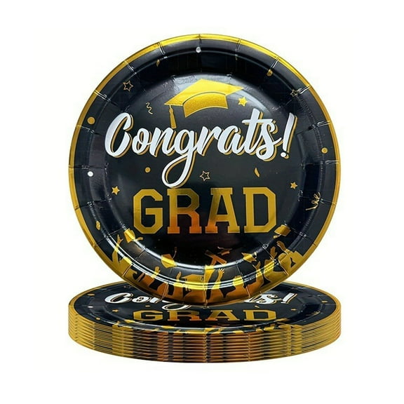 50 Pack Graduation Party Paper Plates – 9 Inch Disposable Tableware for Commencement Ceremonies, Celebrations & Decor