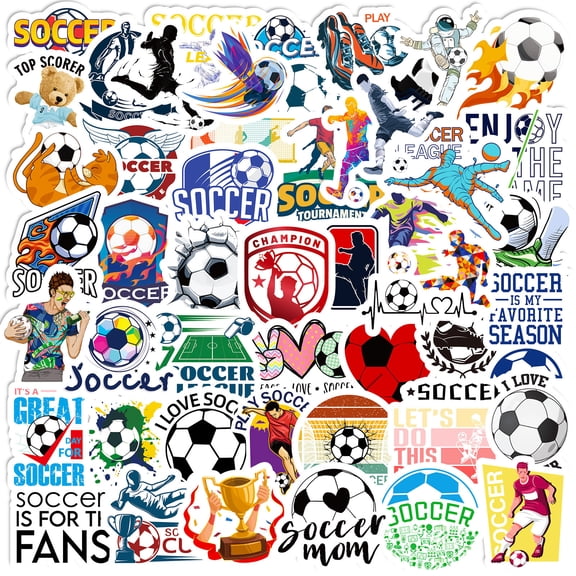 50 Pack Graffiti Football Stickers - World Cup Football Stars and Teams, Waterproof Stickers for Fans