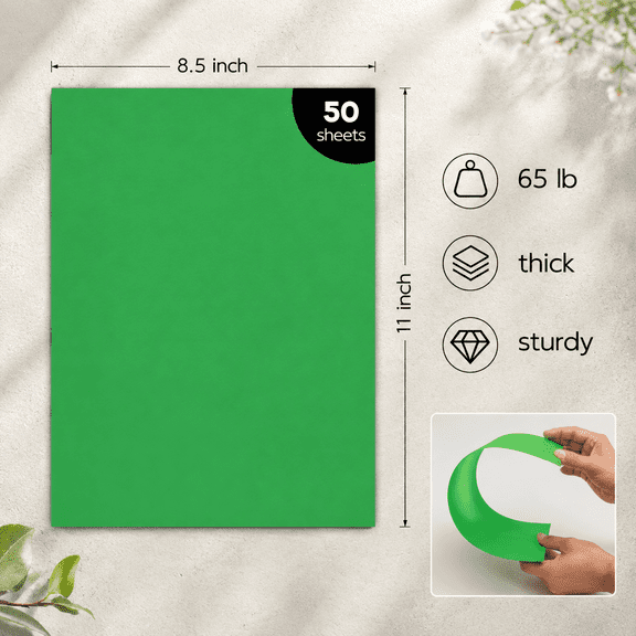 50 Pack Green Cardstock 8.5 X 11 Construction Paper | Card Stock 65lb Printer For Cards Making Office Printingmas
