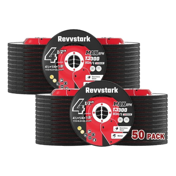 50-Pack Grinding Wheels 4.5" x 1/4" x 7/8", Metal & Stainless Steel Grinder Discs for Angle Grinders, Aluminum Oxide, Depressed Center