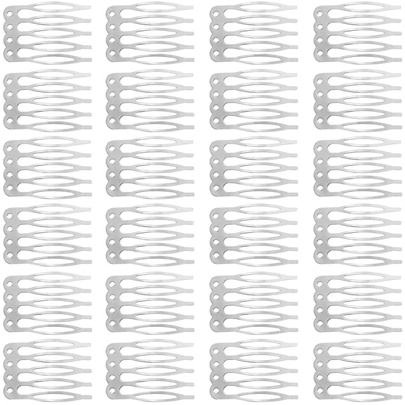 50 Pack Hair Side Combs for Women, Metal Combs for Securing Headband Veils, 5 French Teeth Bridal Wedding Hair Barrette, Updo Bun Hair Accessories for Girls - White