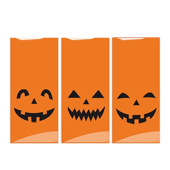 50 Pack Halloween Treat Bags,Halloween Party Favor Small Gift Bags,5" x 10" Plastic Goodie Bags,Candy Treat Pouches,Trick or Treat Gift Bag for Goodie Snack Sacks Candy,Popcorn and Cookies(Orange)
