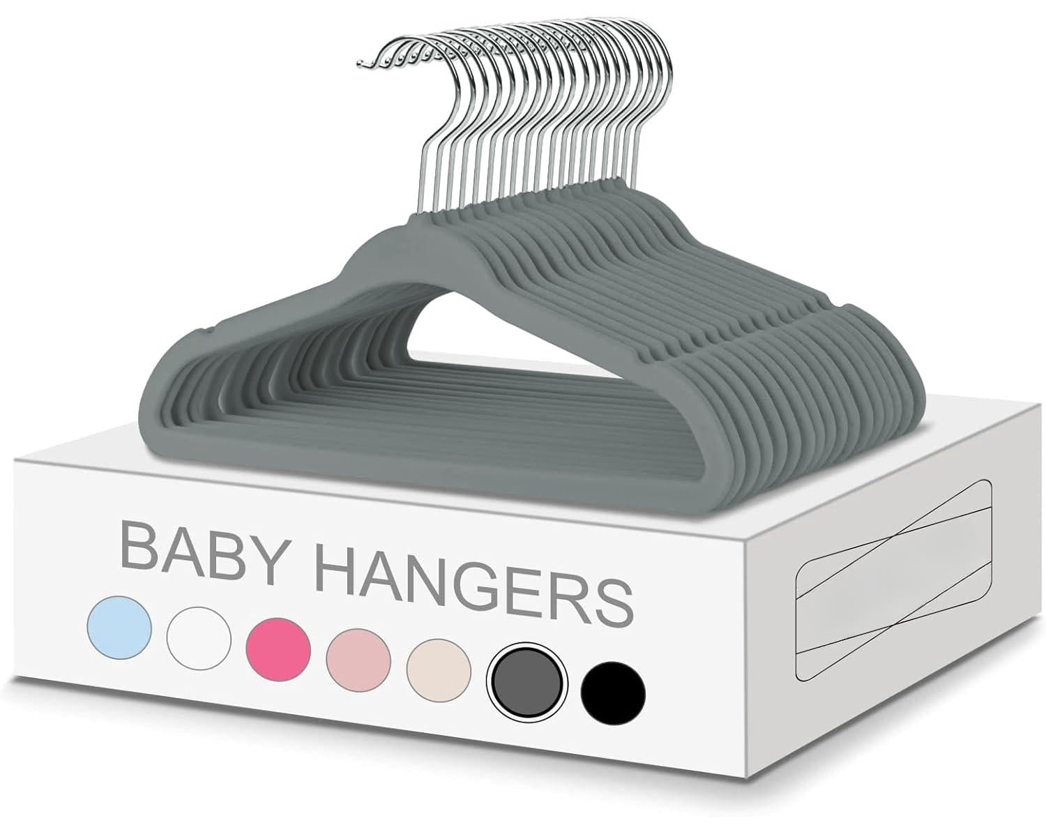 50 Pack Hangers 11 Inches Children's Clothes Non-slip For Infant/toddler (grey)
