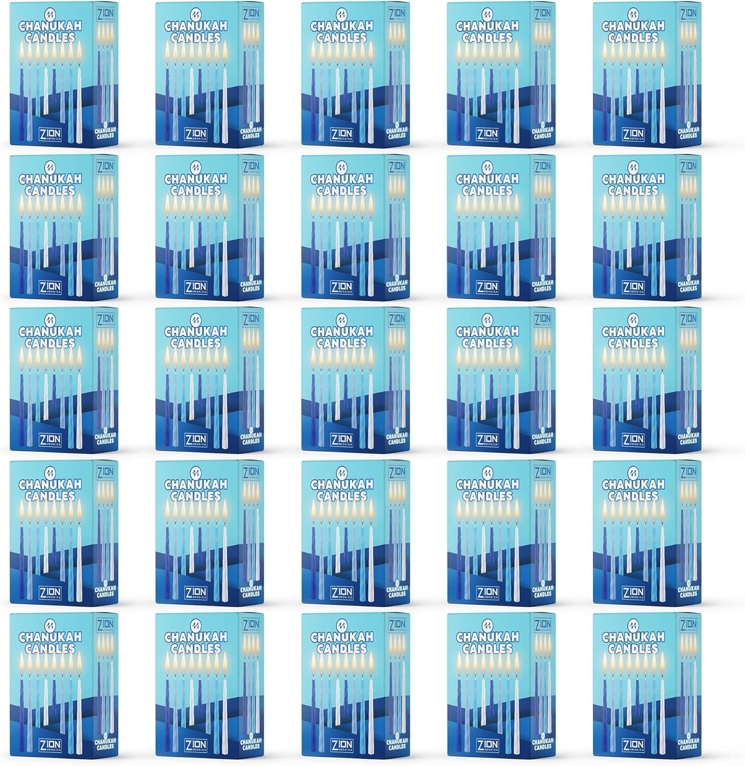 50 Pack Hanukkah Menorah Candles Box of 44 MultiBlue With Prayer Card