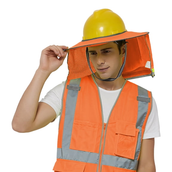 50 Pack Hard Hat Sun Shield, Full Brim Mesh Sunshade with Visor, High Visibility with Reflective Strip