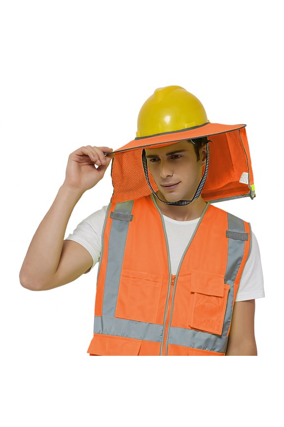50 Pack Hard Hat Sun Shield, Full Brim Mesh Sunshade with Visor, High Visibility with Reflective Strip