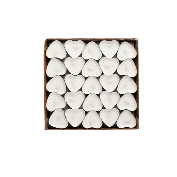 50 Pack Heart Shaped Tealight Candles, Smokeless Odorless Palm Wax Tea Lights, 4 Hour Burn Time for Teapot Warmer Table Centerpiece Wedding Decor, White