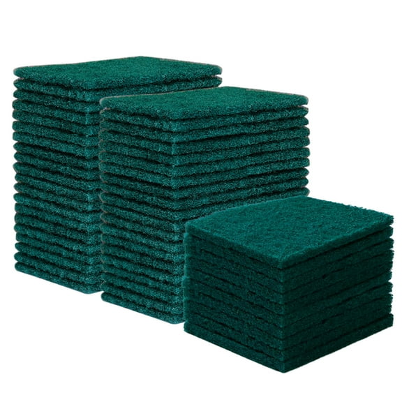 50-Pack Heavy Duty Double-Sided Scouring Pads Reusable Green Dish Scrubbers for Kitchen Cleaning, Pots, Pans, Grills & Household Surfaces