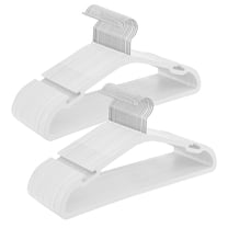 50-Pack Heavy Duty Plastic Hangers with Wide Notches & Pant Bar, 360° Swivel Hook Space Saving Closet Organizers, 16.4 Inch, Cloud White