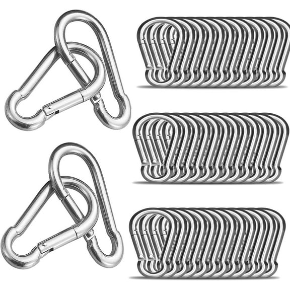 50-Pack Heavy-Duty Spring Snap Hooks - 2" 500LB Capacity Carabiners for Camping, Gym & Outdoor Use - Industrial Steel Quick Links for Hammocks, Swings & Gear