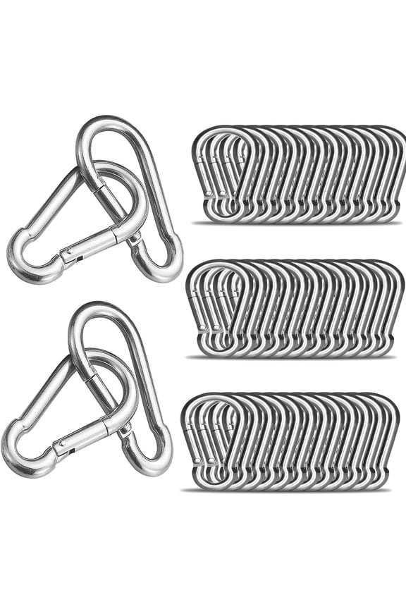 50-Pack Heavy-Duty Spring Snap Hooks - 2" 500LB Capacity Carabiners for Camping, Gym & Outdoor Use - Industrial Steel Quick Links for Hammocks, Swings & Gear