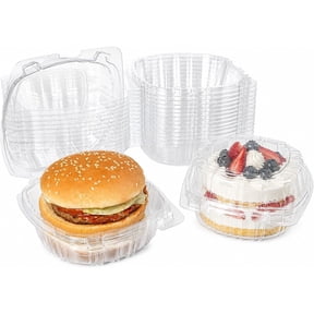 50 Pack Hinged Food Containers with Lids -5x5" Transparent Disposable Square Clamshell Food Box for Cake Slice, Small Sandwich, Pastry, Cookies- Leak-Proof Individual To Go Packaging