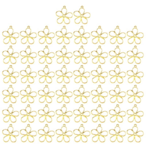 50 Pack Hollow Flower Jewelry Making Accessories Alloy Material for DIY Bracelet