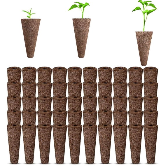 50 Pack Hydroponic Grow Sponges, Seed Pods Replacement for Plant Rooting, 0.79" x 2.17" Carbon Wool