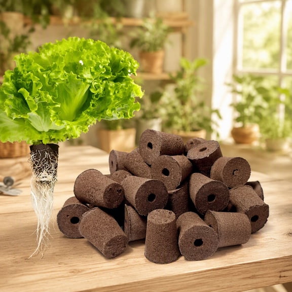 50 Pack Hydroponic Growing Sponges, Fit Seed Pods for Seed Starting and Plant Cloning, 1.4 In Top x 1 In Bottom x 1.6 In High, Indoor Outdoor Garden Use