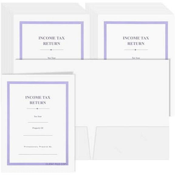 50 Pack Income Tax Return Folders for Tax Preparers 9" x 12" Presentation Tax Return Folders with Two Pockets for Clients Office Storing Handling Professionals Customer Tax Return Organizer$$Office